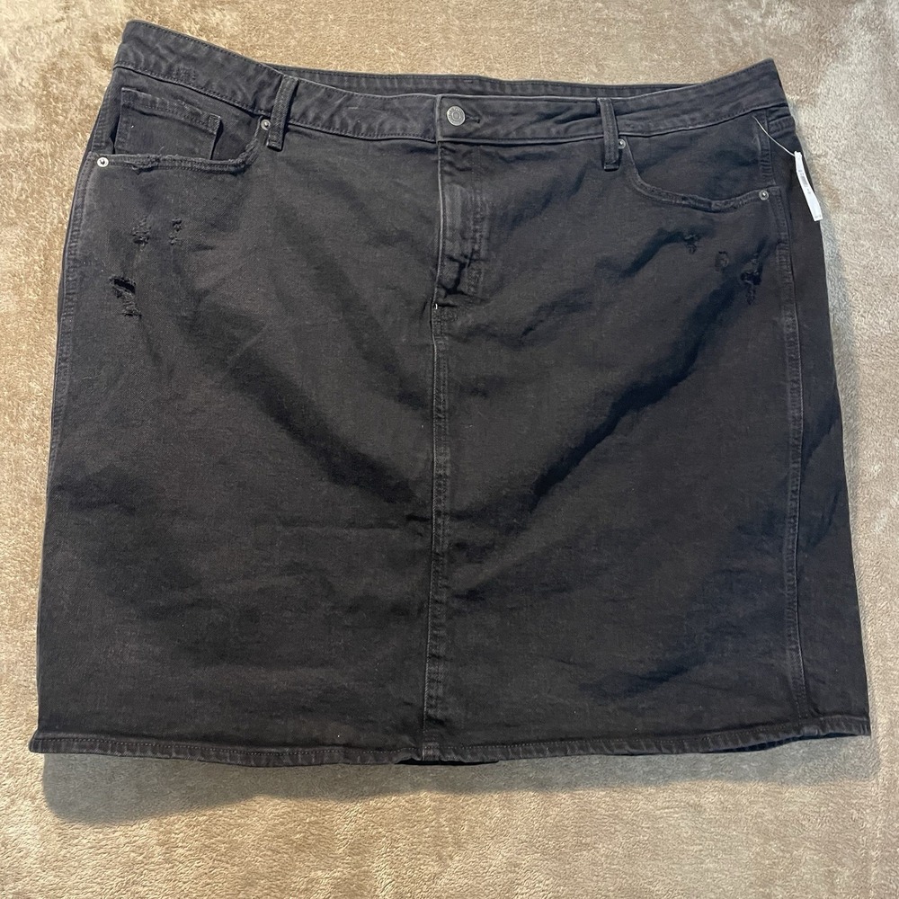 NWT Old Navy Skirt Womens 28 Plus Denim Black Mini High Rise Distressed Charcoal